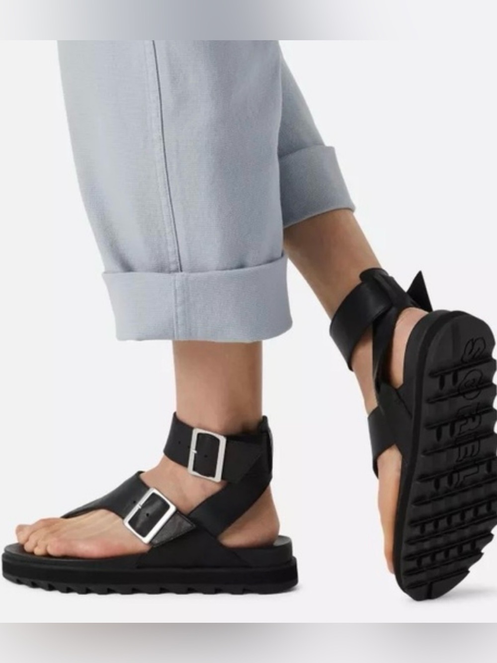 Sorel Black Leather Buckle Sandals